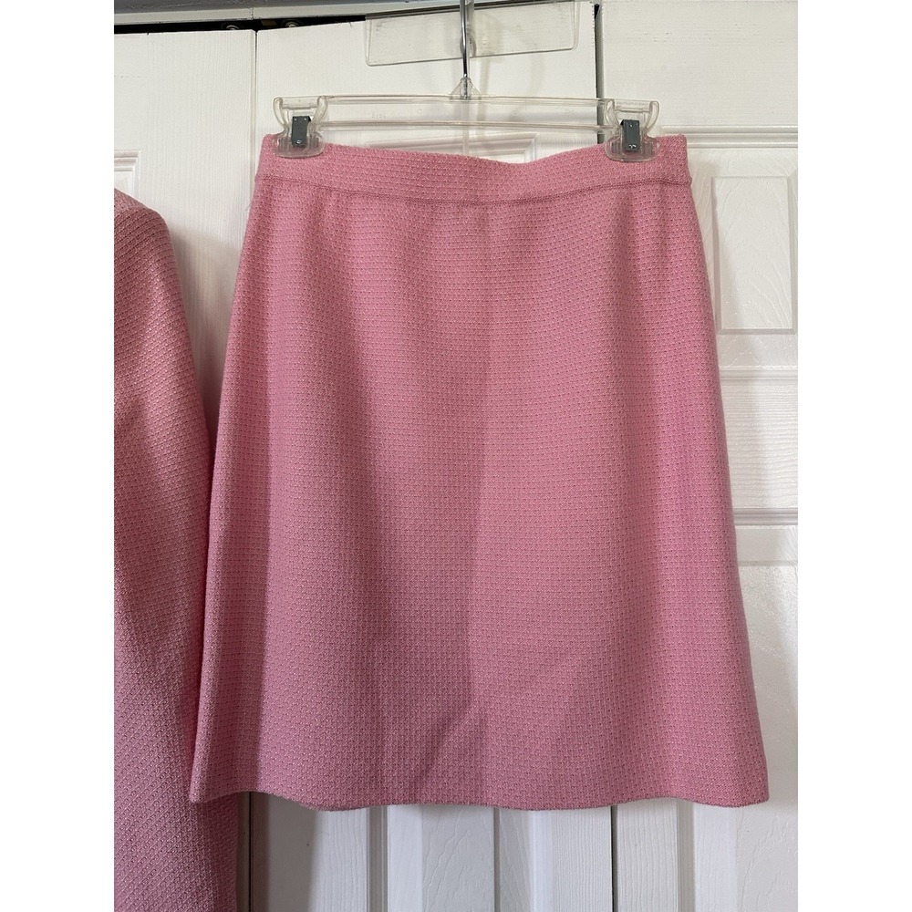 St. John TEXTURED KNIT 2pc SUIT JACKET+SKIRT Sz 6 PALE PINK CHIC - Picture 10 of 16